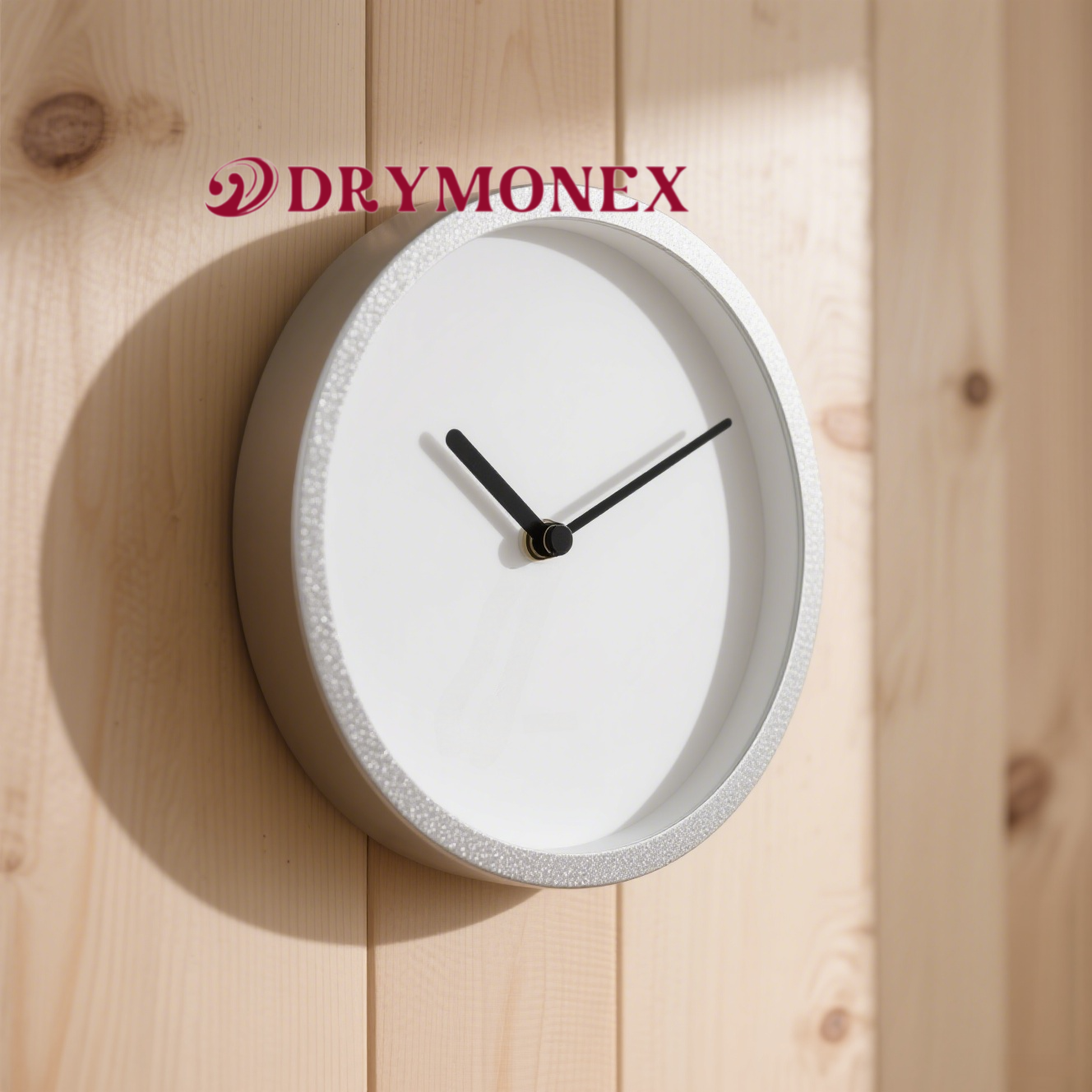 シンプルな白色壁掛け時計の正面画像