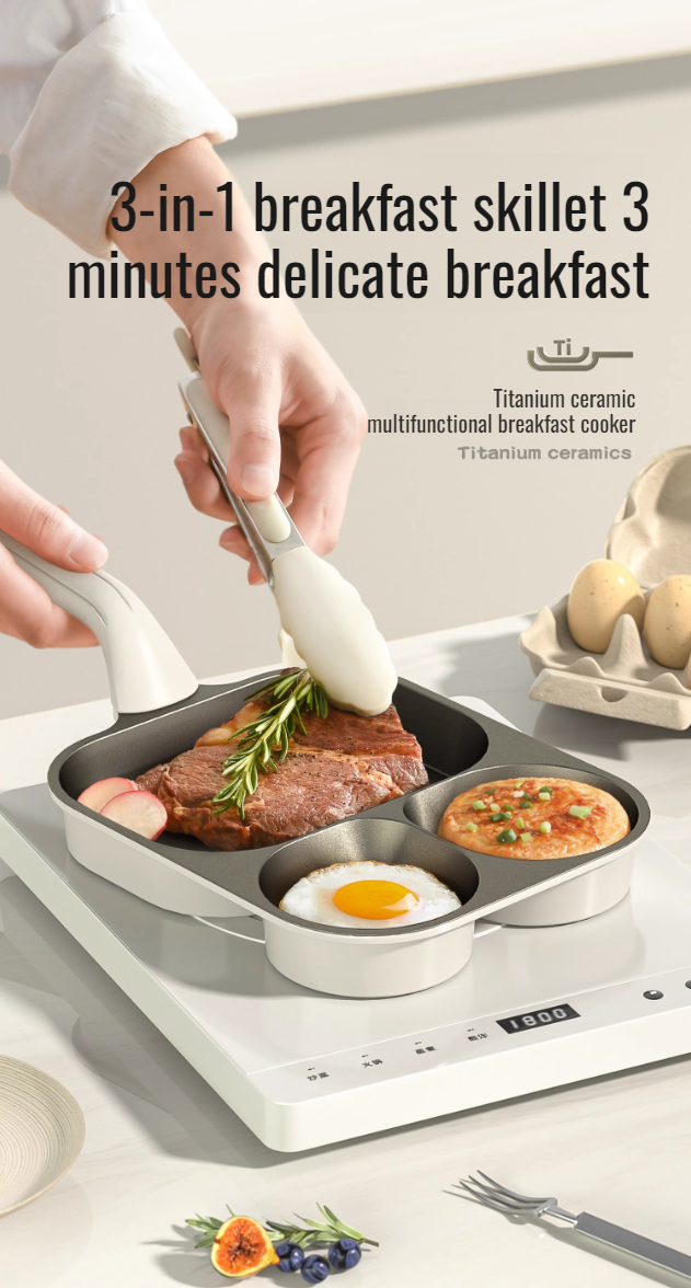 Easy breakfast preparation with 3 in 1 frying pan