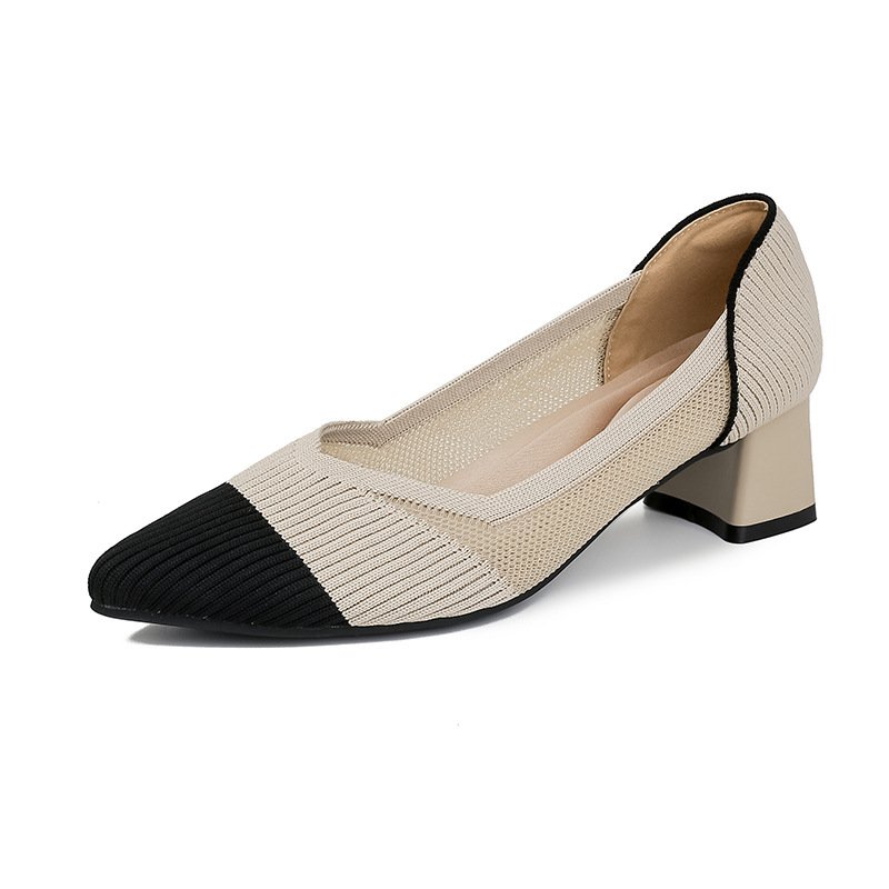 High Heels im Chanel-Stil aus Strick und Netzstoff