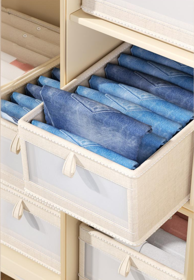 Minimalist clothes storage box made of cotton and linen