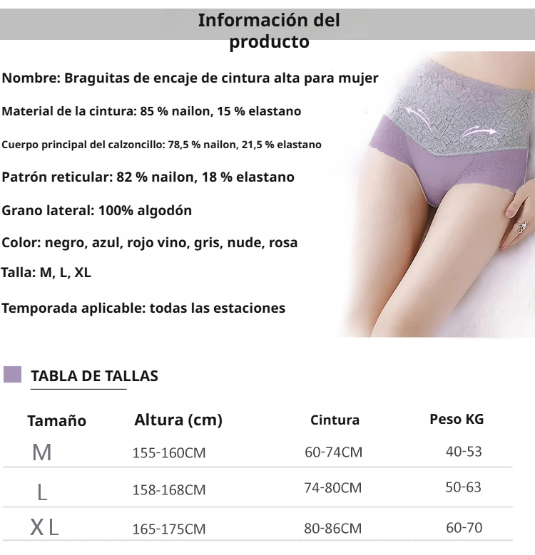 Ropa interior de mujer en encaje suave y transpirable