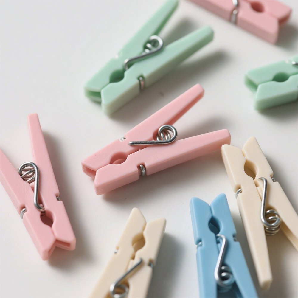 カラークリップで書類をまとめている様子