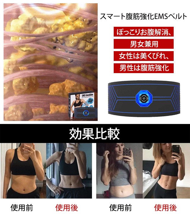 スマート腹筋強化EMSベルト