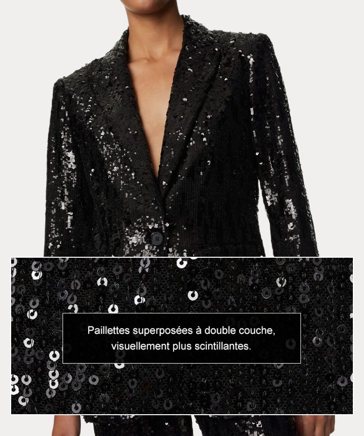 Costume à sequins avec boutonnière simple indispensable pour Noël