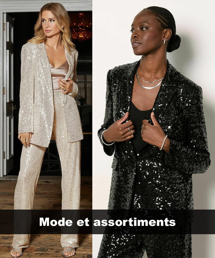 Costume à sequins avec boutonnière simple indispensable pour Noël