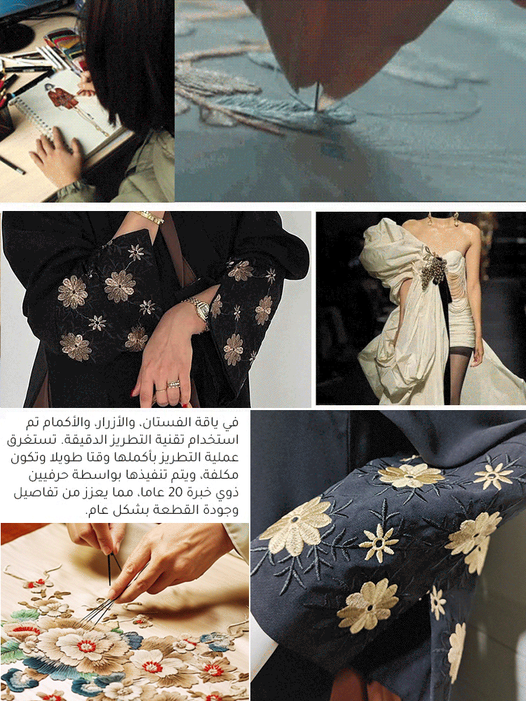 فستان رداء عصري مطرز من حرير التوت من إيطاليا