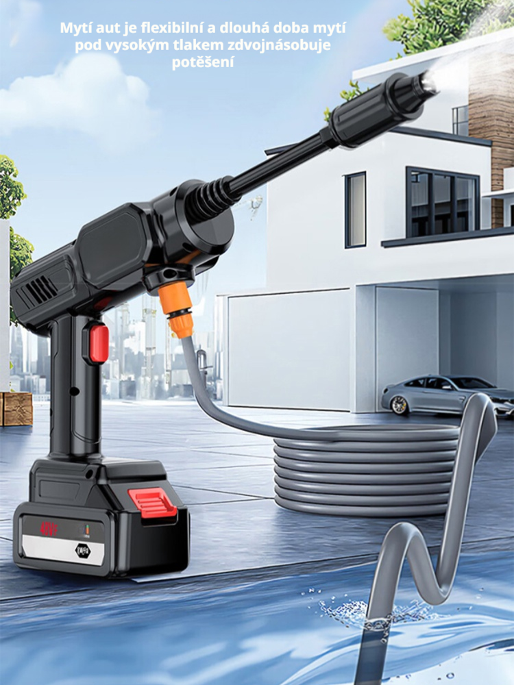 Bezdrátová vysokotlaká tichá vodní pistole na mytí aut