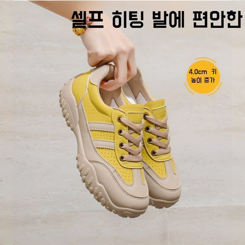 여학생 여름 메쉬 통풍 작은 흰색 신발 통굽 키높이 캐주얼화