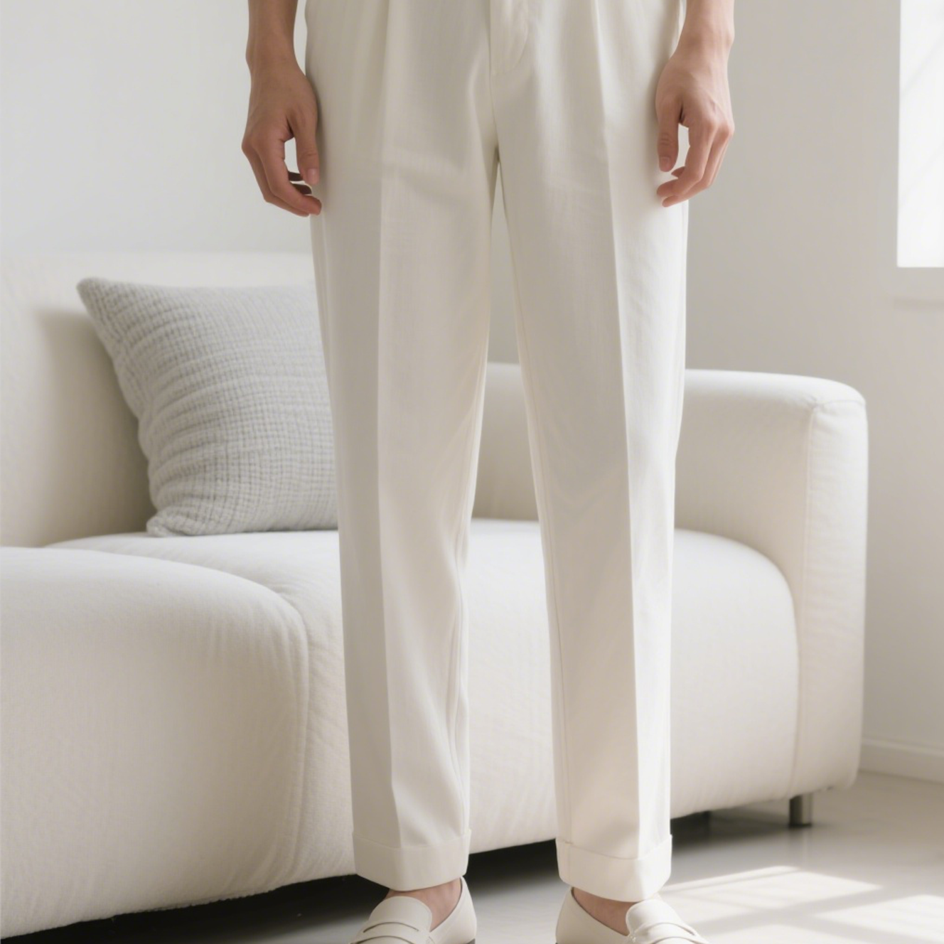 高弾性快適なストレートビジネスカジュアルパンツ