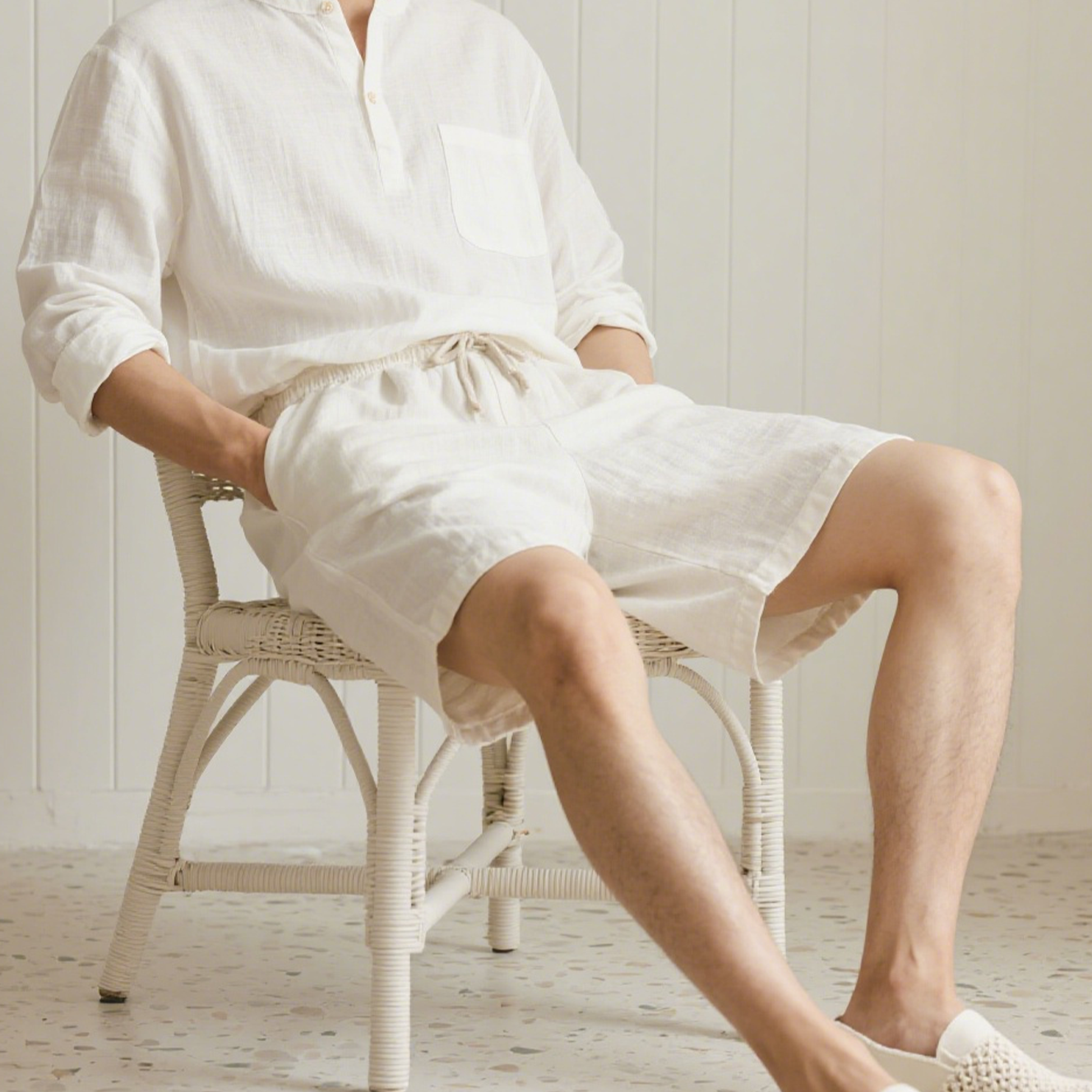 コットン素材の速乾性カジュアルショーツのディテール