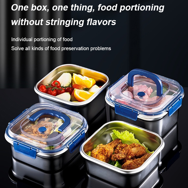 Thickened Stainless Steel Sealed Crisper Box with Handle