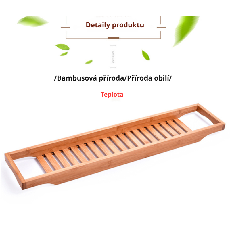 Bambusová protiskluzová vana polička pro koupelnu a toaletu