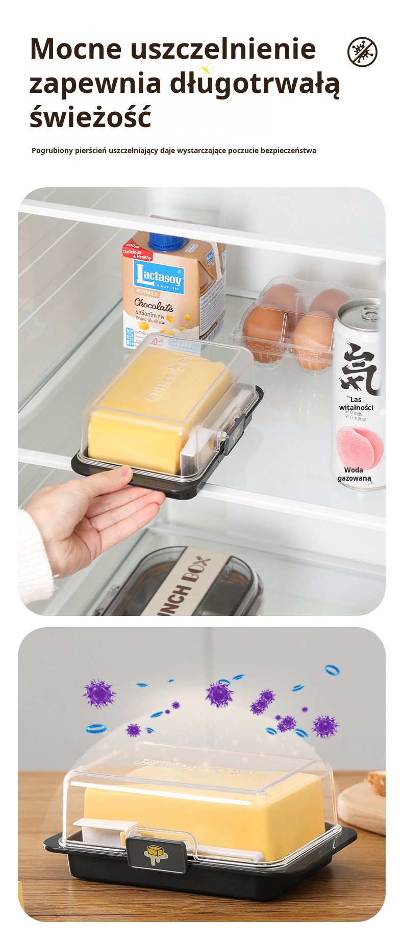 Uniwersalne pudełko do lodówki na masło i owoce