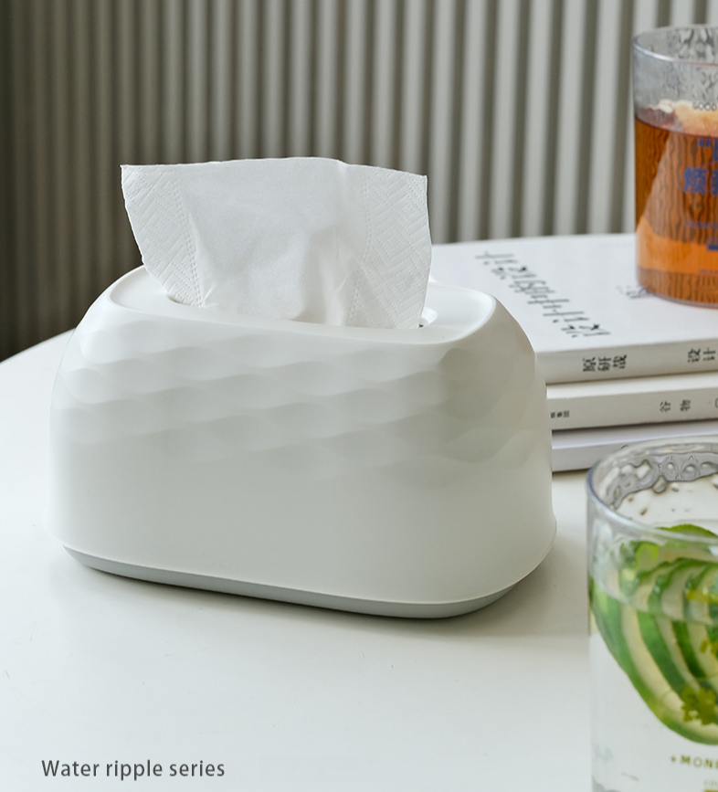 Wall-mounted tissue box with modern water ripple design