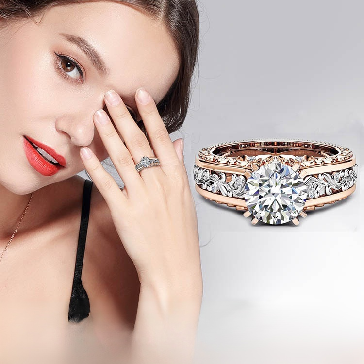 透かし彫りリング、眩しい輝き、精緻な嵌め工芸、綺麗な彫刻