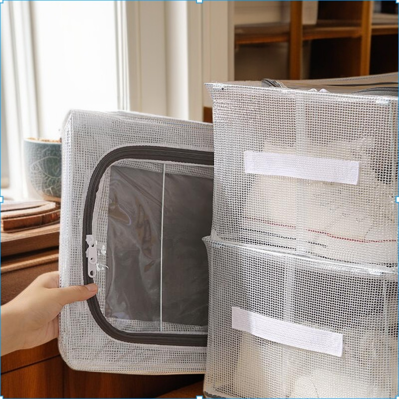 صندوق تخزين أحذية قابل للطي بسعة كبيرة مغطى ومقاوم للرطوبة