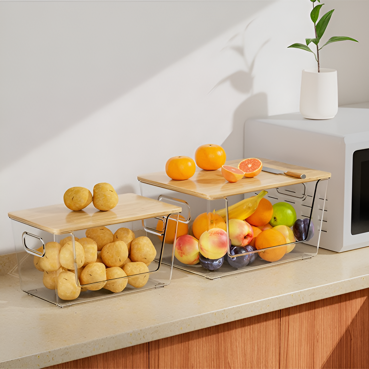 竹製カバー付き大容量収納ボックス正面画像