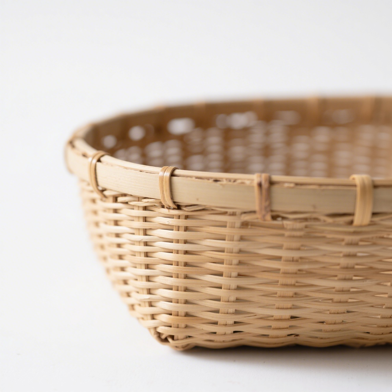 通気性の良い竹バスケットのディテール