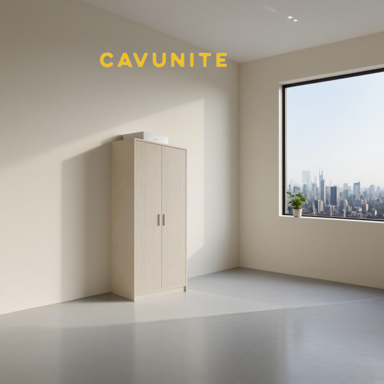 無垢材の寝室用ワードローブ全体写真