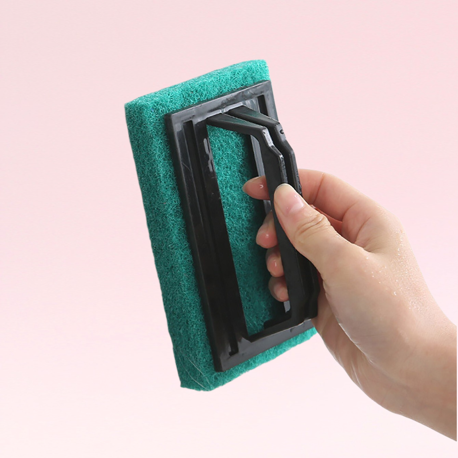 แปรงทำความสะอาดฟองน้ำขจัดคราบในครัวพร้อมด้ามจับ