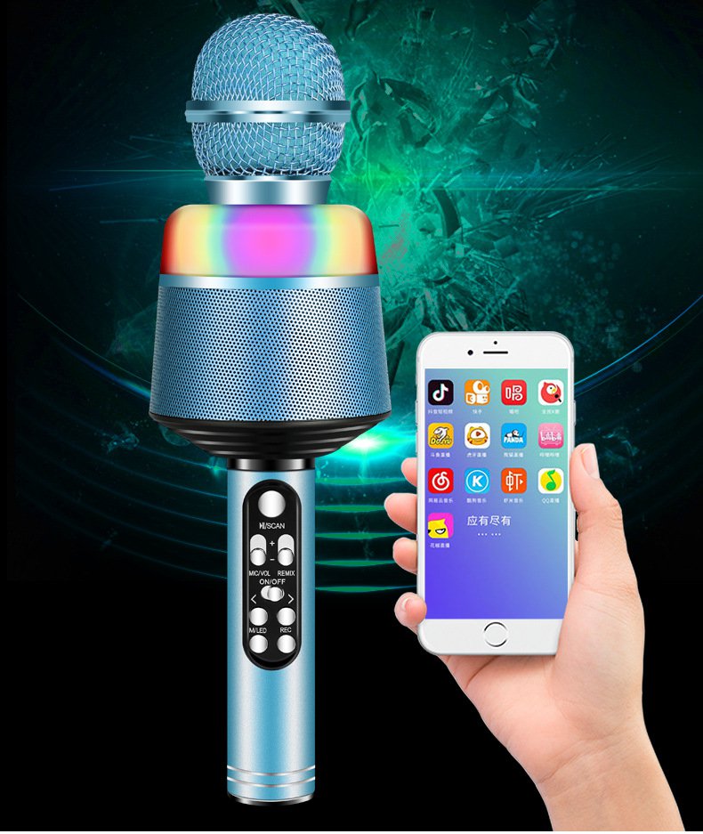 Bezdrátový bluetooth karaoke mikrofon pro mobilní telefon