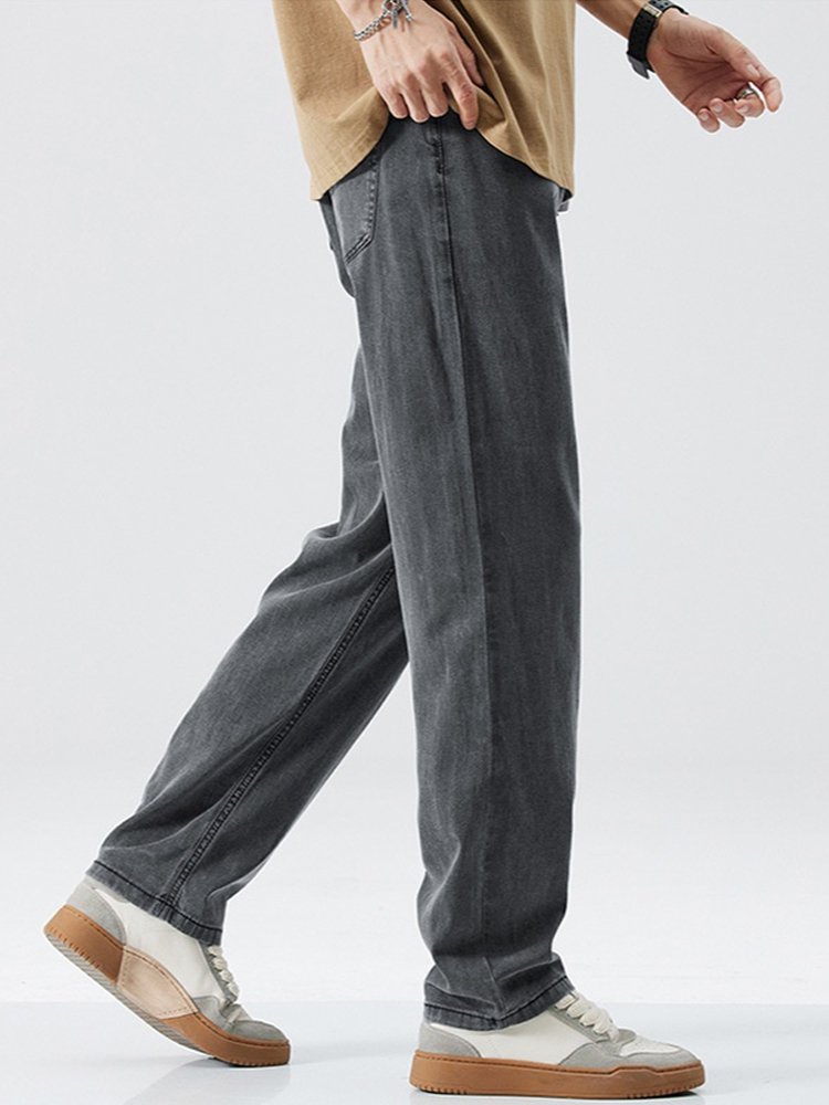 テンセルストレートクールデニムパンツ メンズ