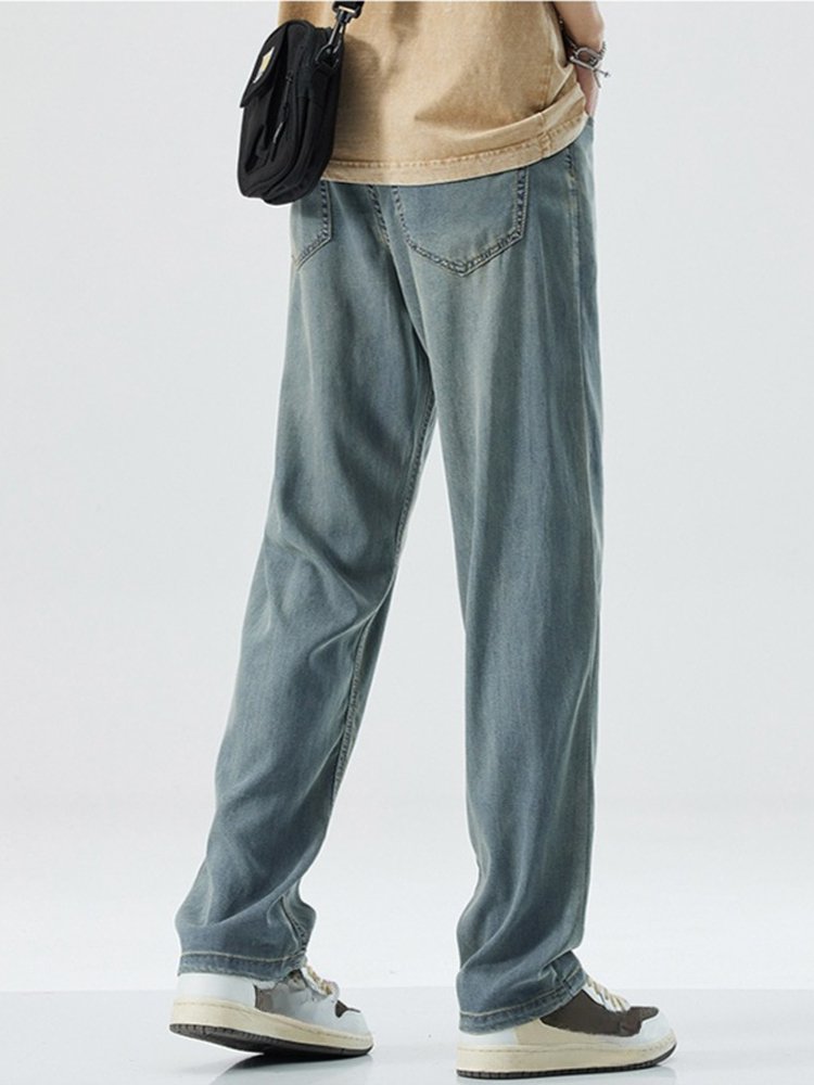 テンセルストレートクールデニムパンツ メンズ