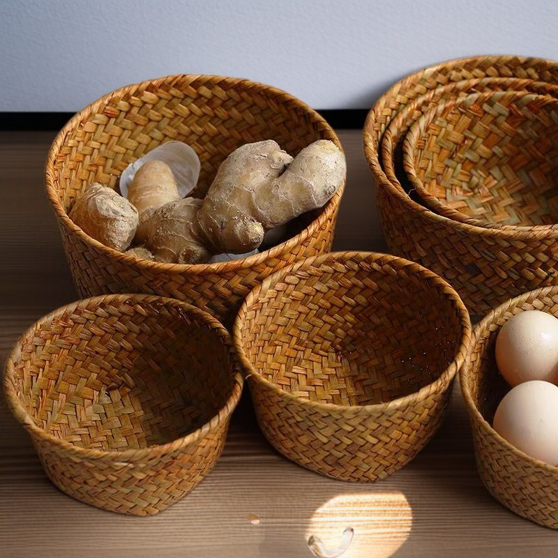 手工編織圓形雜物收納筐