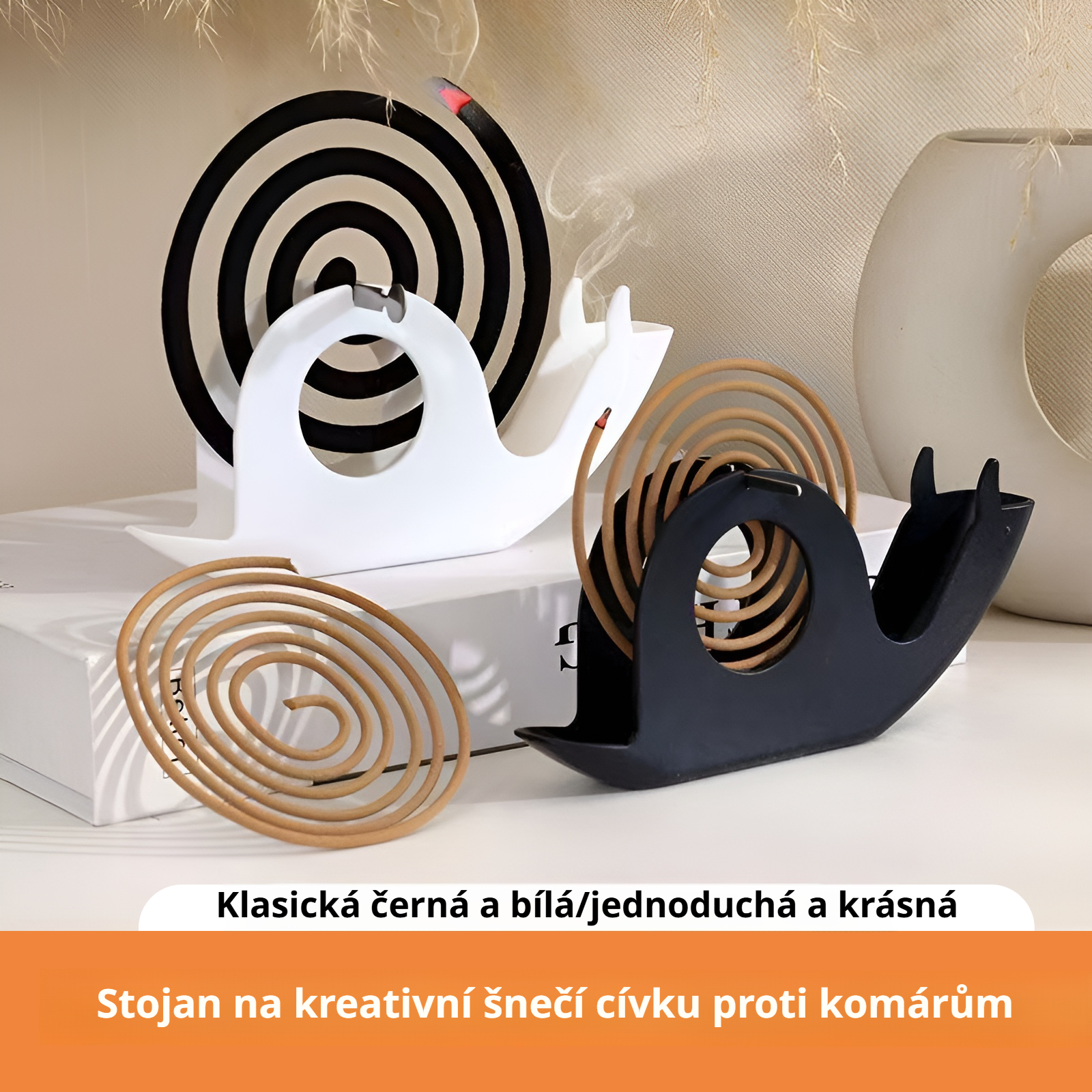 Držák na spirály proti komárům ve tvaru šneka, ohnivzdorná krabička na spirály