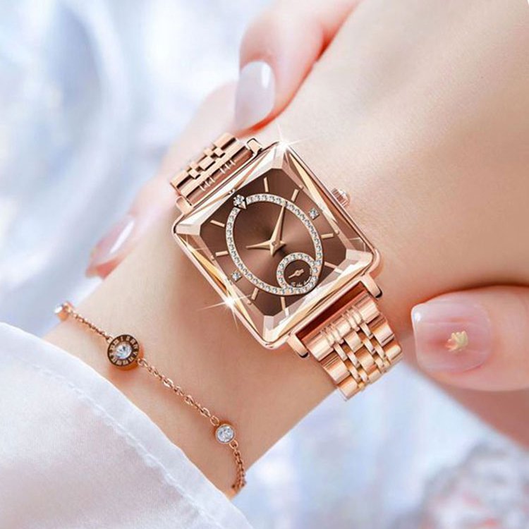 Schweizer leicht luxuriöse quadratische Intarsienuhr mit unabhängigem Sekundenzeiger