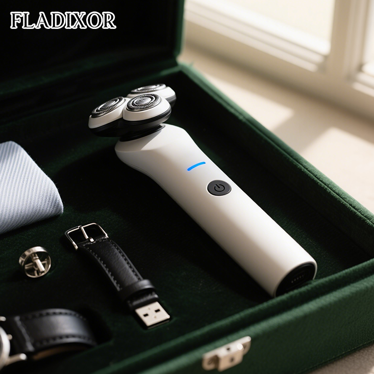 Afeitadora eléctrica eliminando rastrojos en la piel