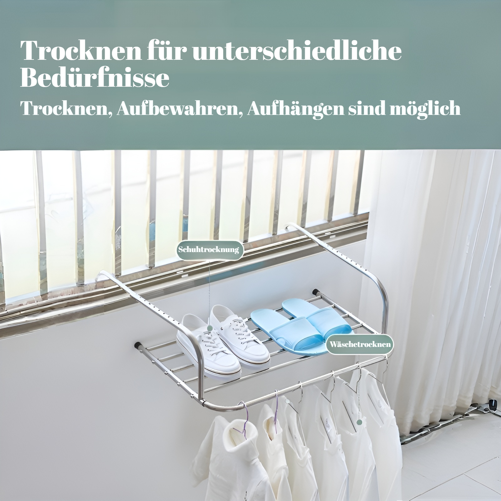 Beweglicher Wäscheständer ohne Bohren für die Wohnung