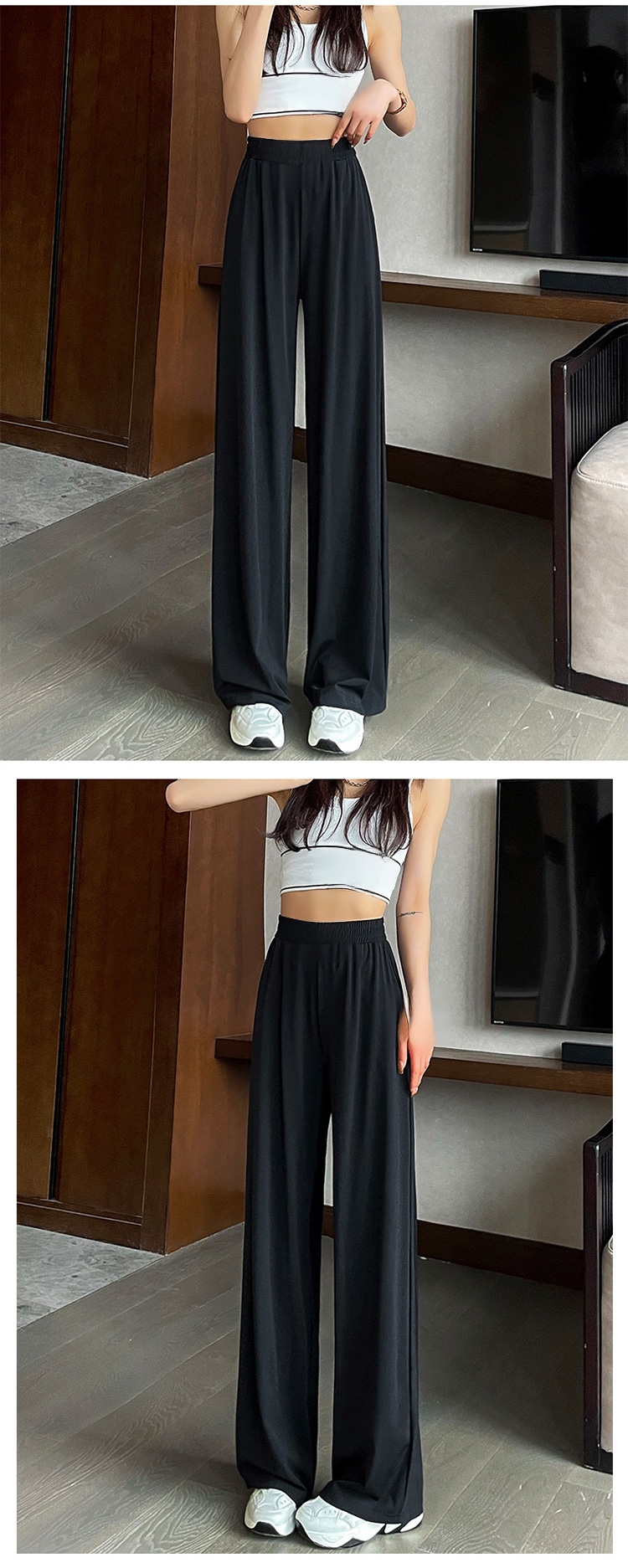 多色展開のアイスシルクワイドパンツカラーバリエーション