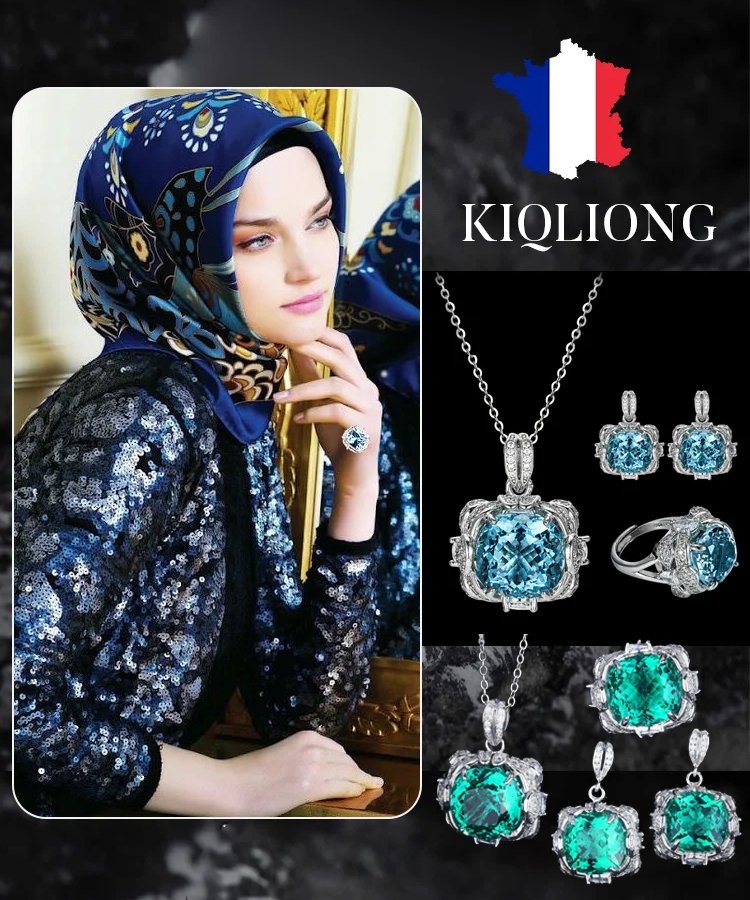  مجموعة المجوهرات الفاخرة الراقية المرصعة بالتوباز المكونة من 3 قطع