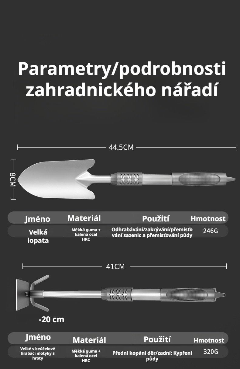 Pohodlný úchop německé malé lopatky