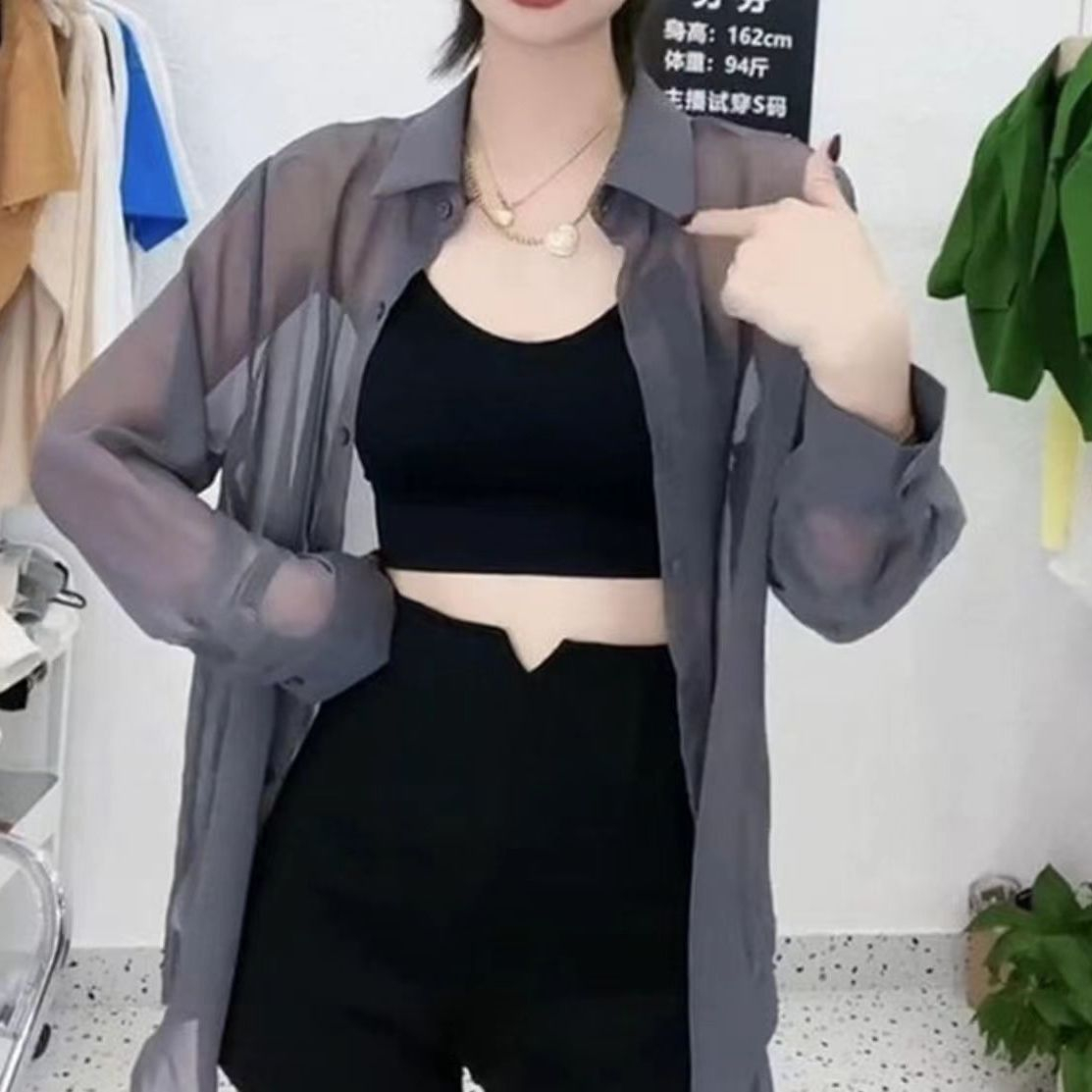 夏の女性の薄い長袖ブラウスカジュアルブラウス日焼け止めシャツ サマーシャツ薄手の日焼け止めカジュアルトップス