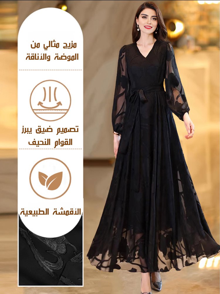 【حرير يدوي فاخر بدرجة 6A】فستان صيفي طويل بقصة ضيقة لإبراز القوام والأناقة