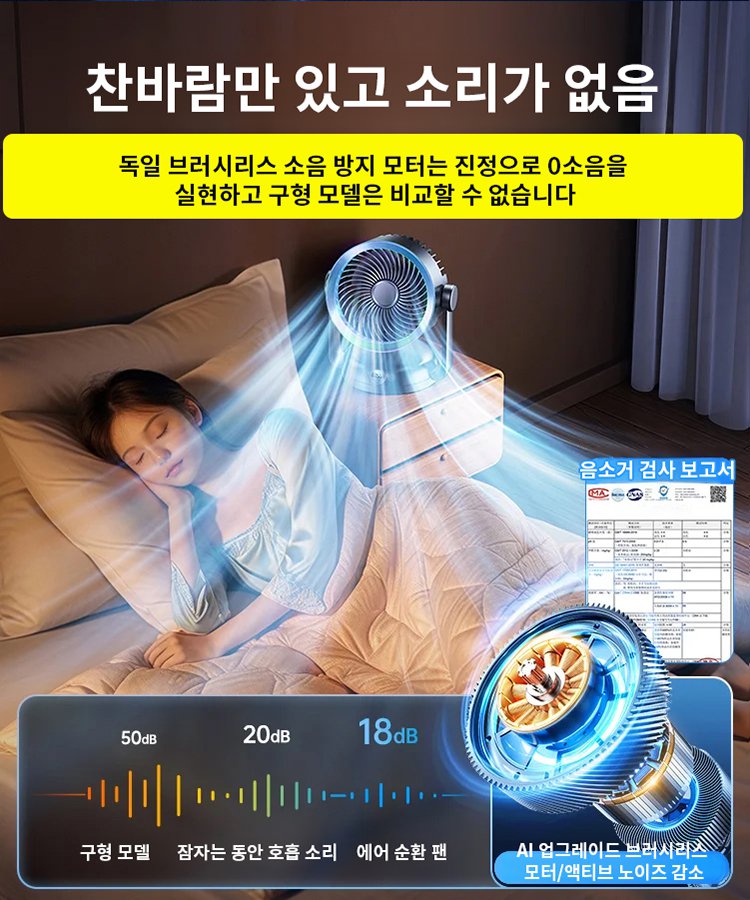【강한 풍력 오래 항속】다기능 데스크탑 벽걸이 겸용 에어 순환 팬