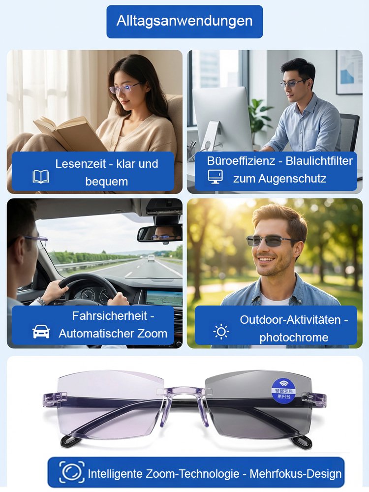 【Sehkraft zurück auf 20 Jahre】Intelligente Fokusveränderung Komfortable Lesebrille