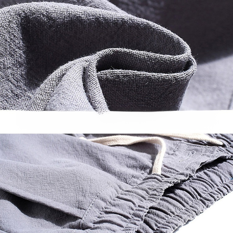 【男性綿麻素材パンツ】通気性 速乾性 履き心地満点 履きやすく、涼しく