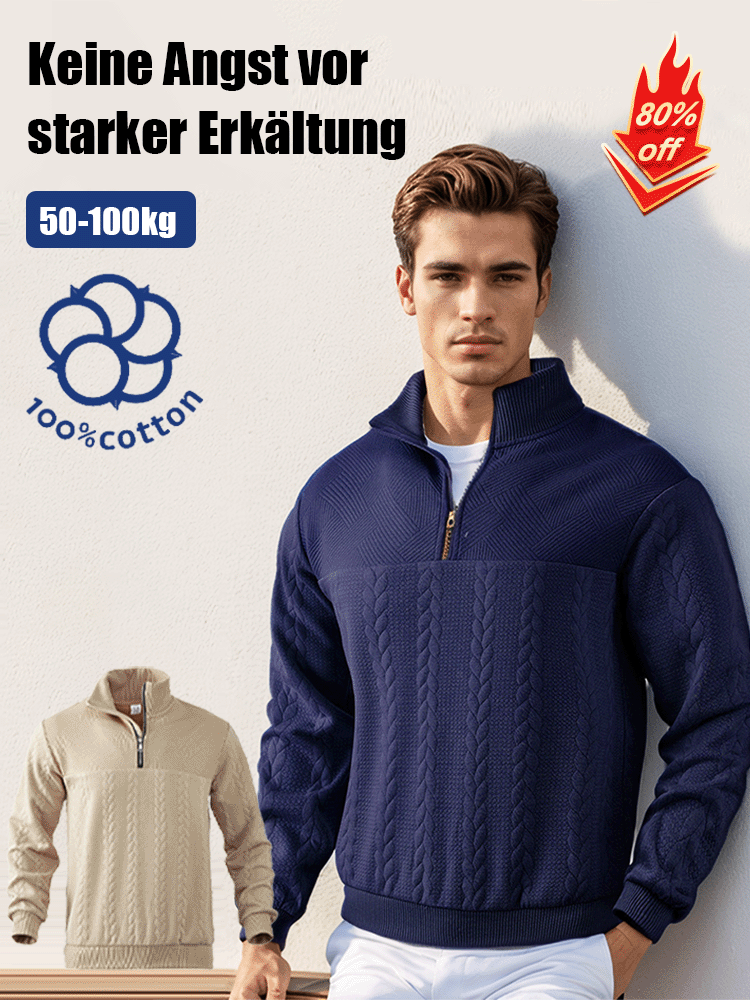 Retro-Halb-Reißverschluss-Sweatshirt für Herren