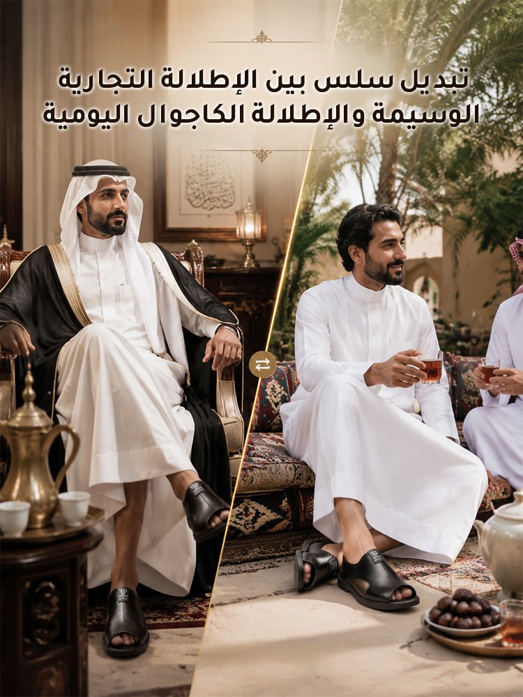 صندل جلدي فاخر بستايل تجاري ذو نعل مقاوم للانزلاق
