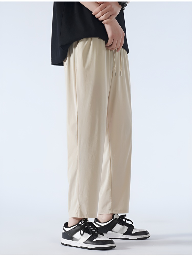メンズアイスシルクストレートクロップドパンツ ゆったり落ち感