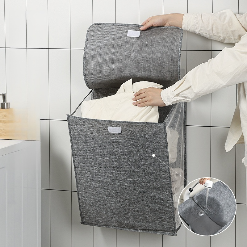 壁掛け式大容量折り畳みランドリーバスケット