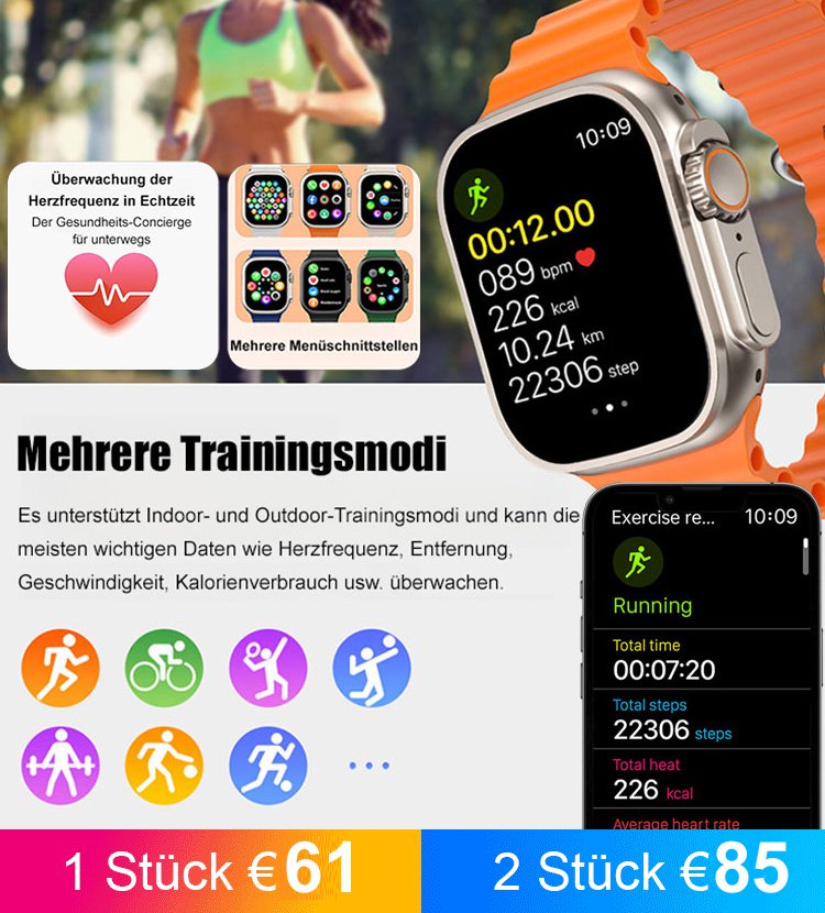 Smartwatch Bluetooth Kopfhörer magnetisches Ladegerät Mehrteiliger Satz