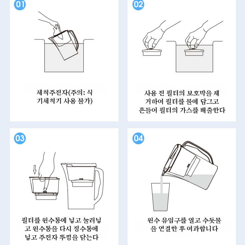 가정용 휴대용 물 여과기 주방 대용량 정수기 염소 제거 필터 포트