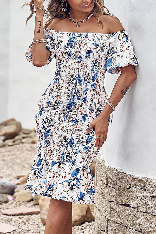 Floral Print Off-Shoulder Dress