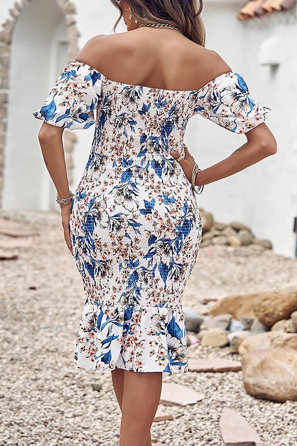 Floral Print Off-Shoulder Dress