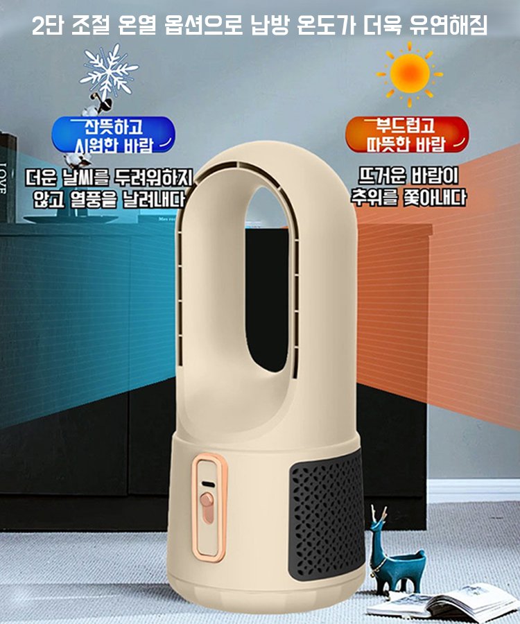 냉난방 겸용 에너지 절약 순환 무날개 온풍기