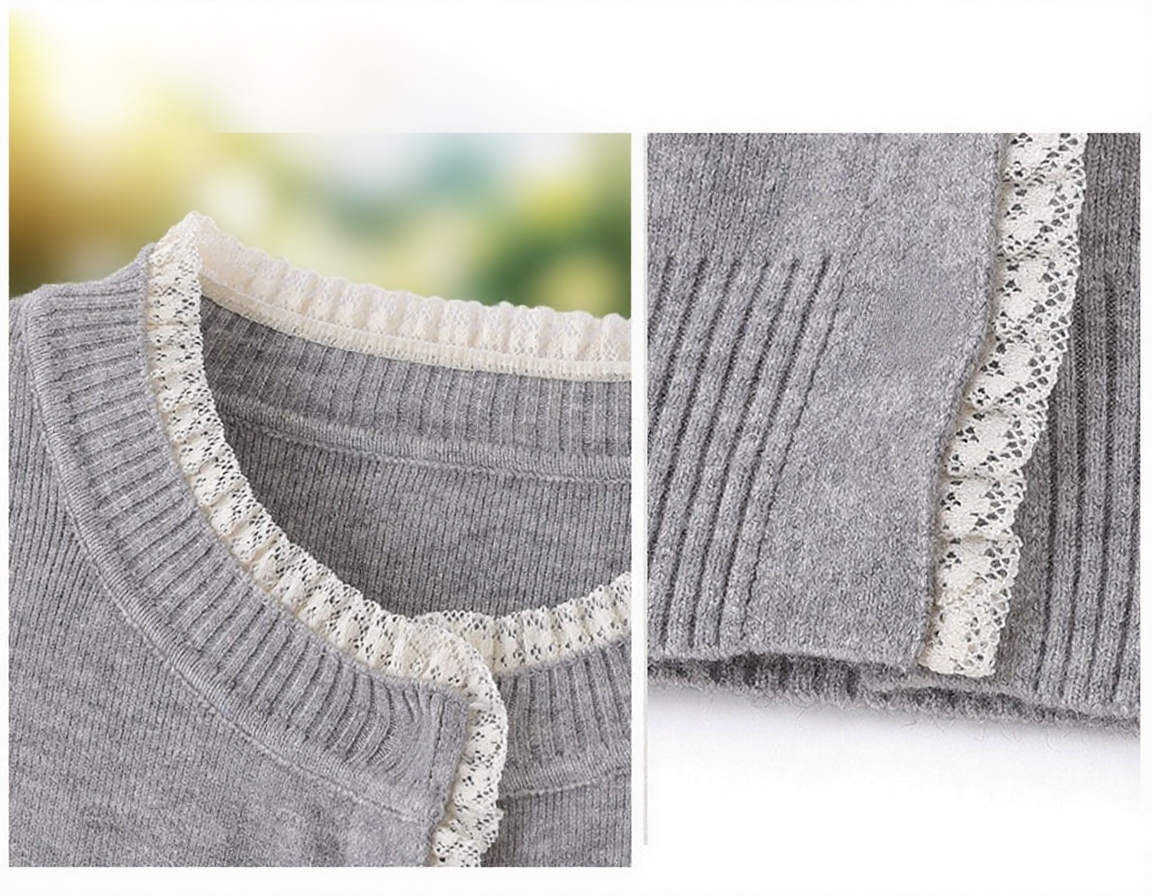레이스 디테일이 돋보이는 긴팔 니트